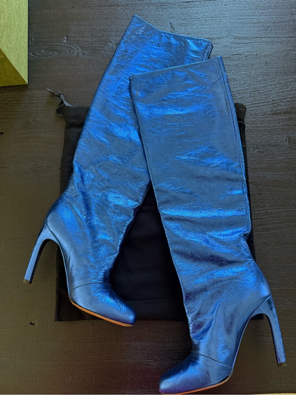 Dries Van Noten Metallic Blue Boots 39